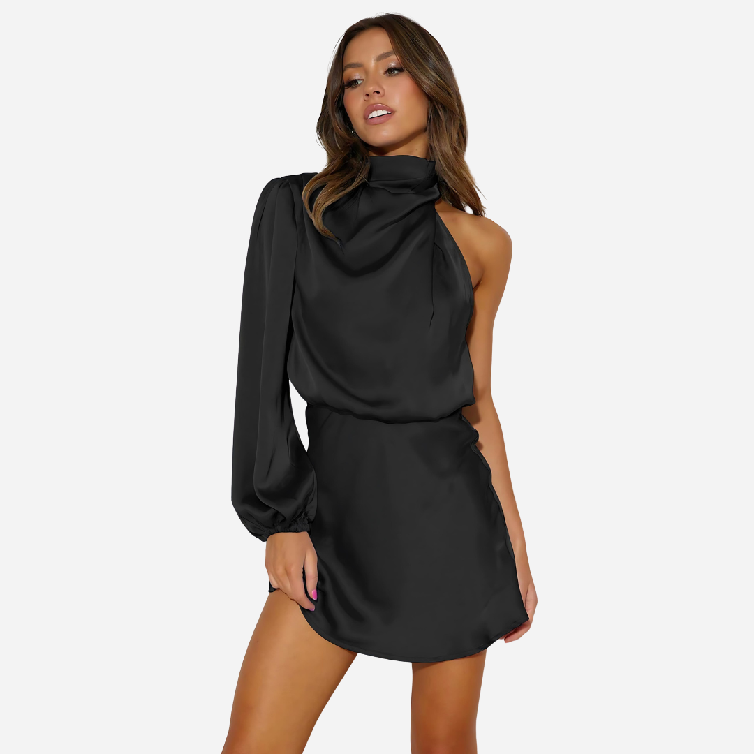 Elegant Asymmetrical One-Shoulder Dress Dress Project Brighton Balck S