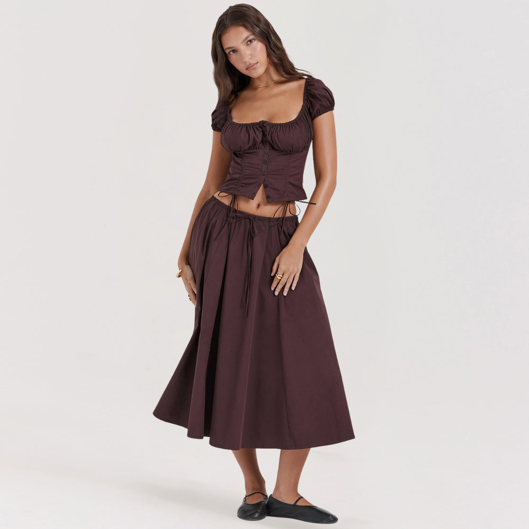 Elegant Vintage Ruffle Two-Piece Set Set Project Brighton