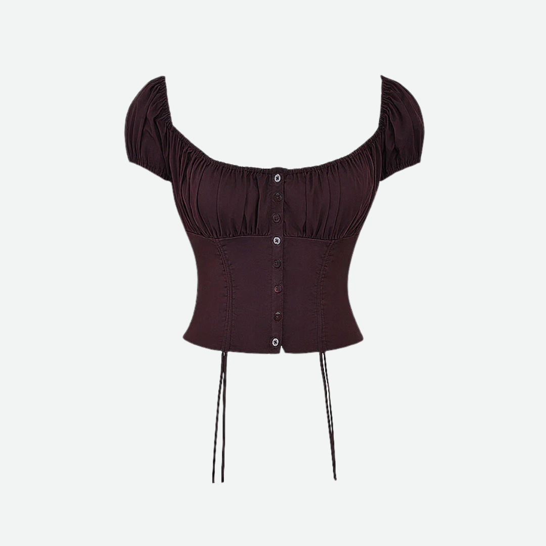 Elegant Vintage Ruffle Two-Piece Set Set Project Brighton Brown Corset S