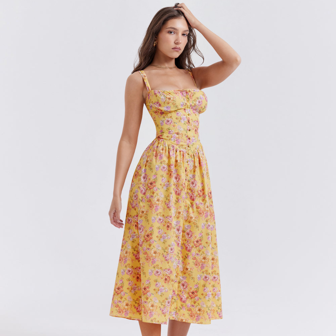 Floral Elegance Flare Midi Dress Dress Project Brighton