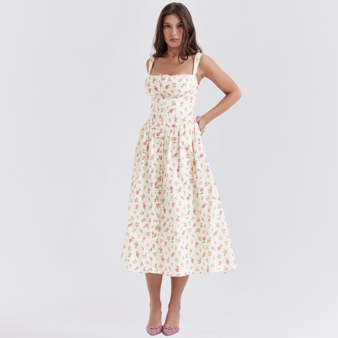 Floral Elegance Flare Midi Dress Dress Project Brighton