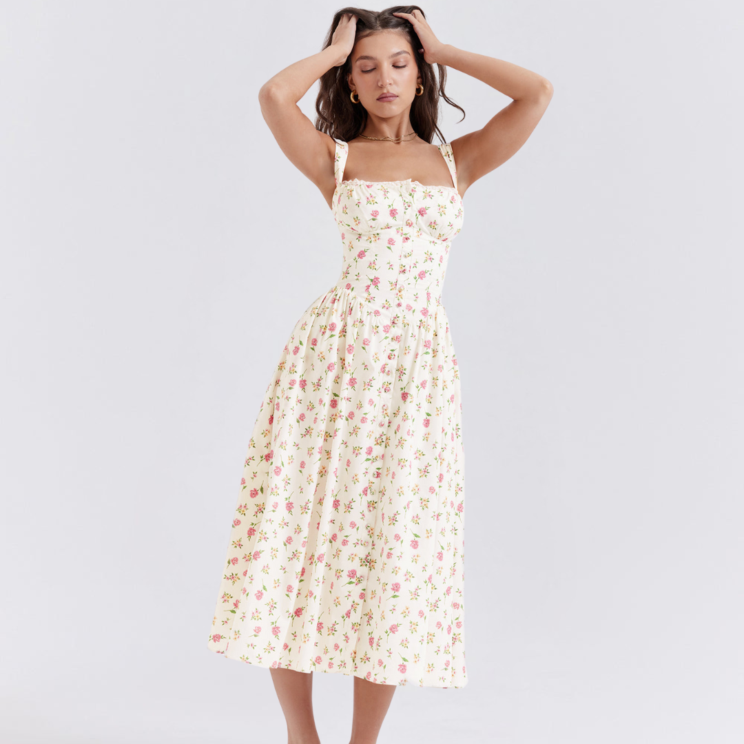Floral Elegance Flare Midi Dress Dress Project Brighton