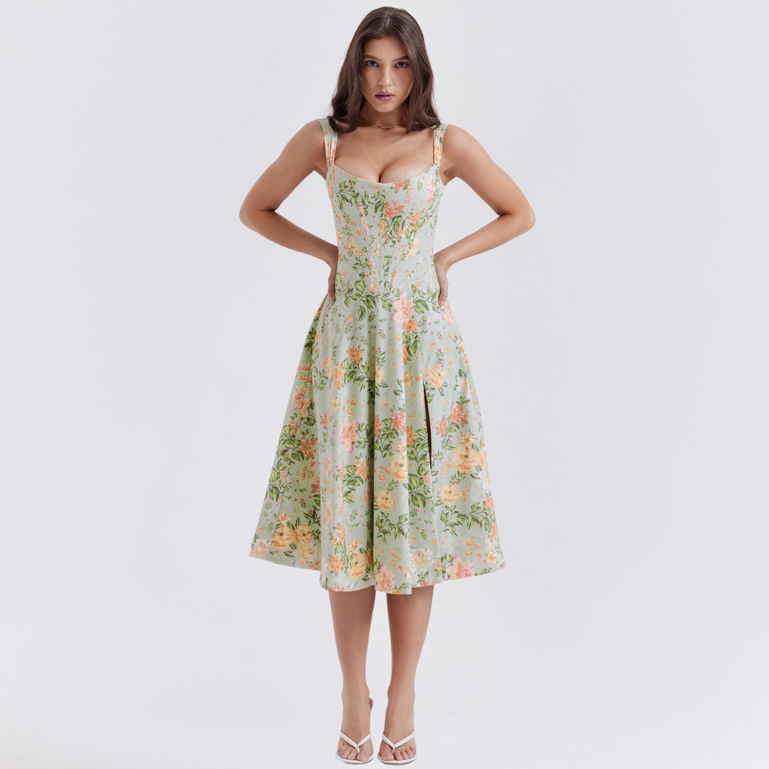 Floral Elegance Flare Midi Dress Dress Project Brighton