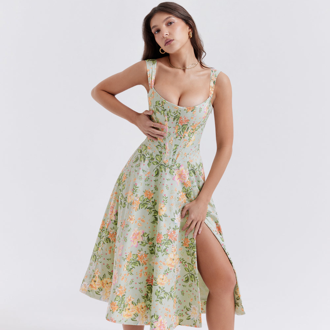 Floral Elegance Flare Midi Dress Dress Project Brighton