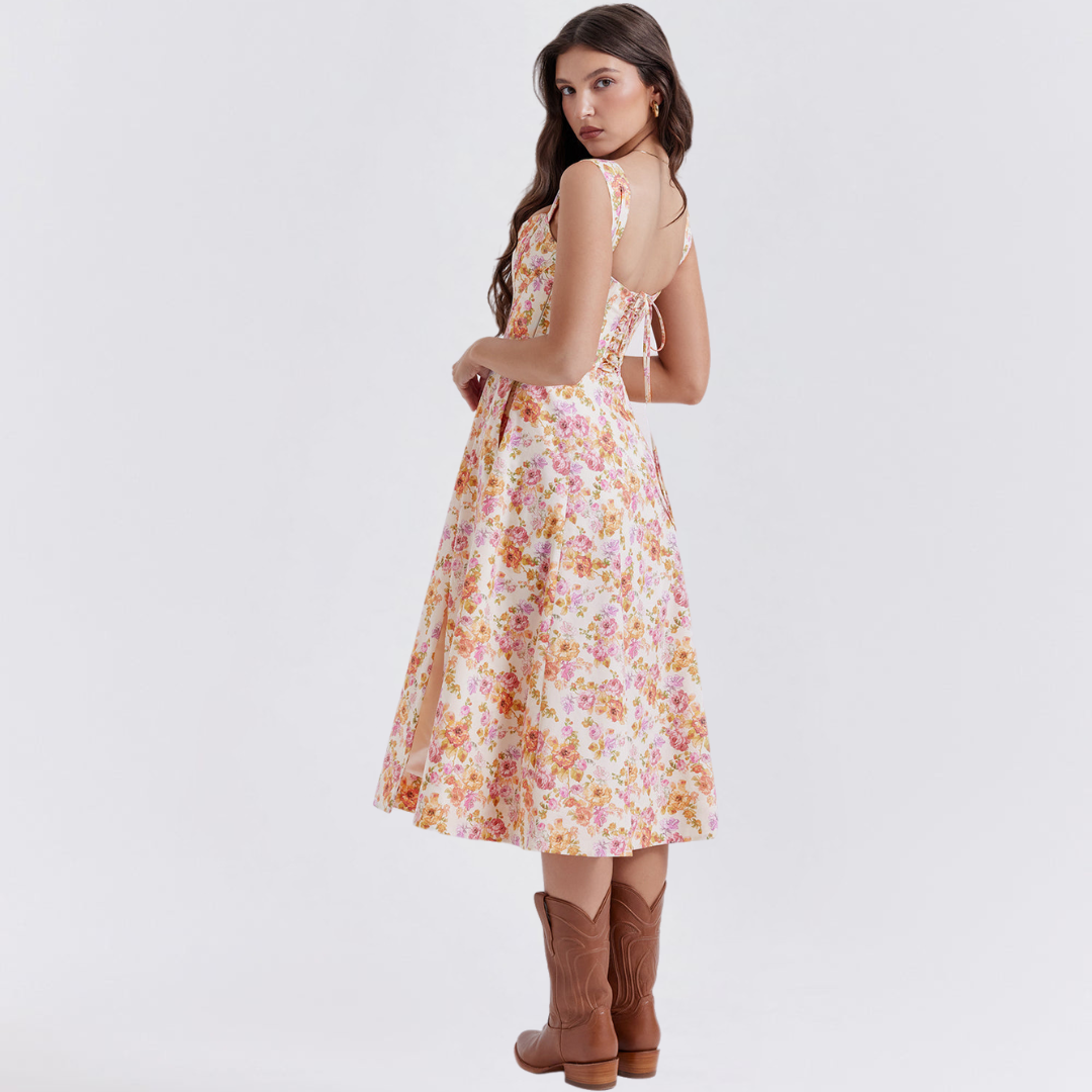 Floral Elegance Flare Midi Dress Dress Project Brighton
