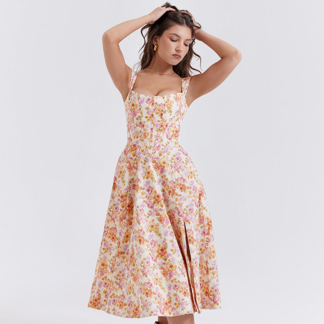 Floral Elegance Flare Midi Dress Dress Project Brighton