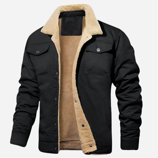 Men's Casual Warm Fleece Lined Cargo Jacket Jacket Project Brighton Black S