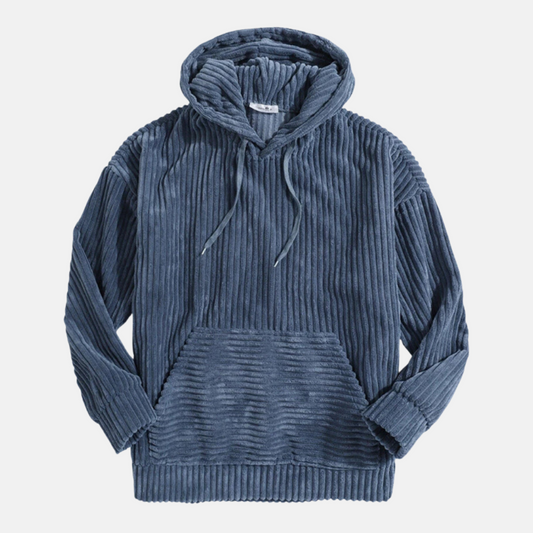 Stylish Corduroy Hooded Pullover Sweatshirt Project Brighton Blue S