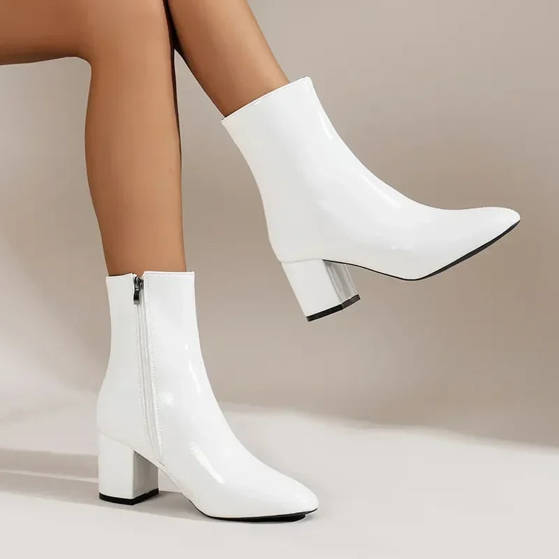 Stylish Luxe Ankle Boots Boots Project Brighton White 2