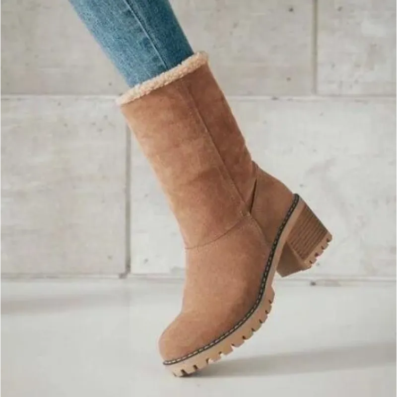 Women's Suede Warm Snow Boots Boots Project Brighton Khaki 2